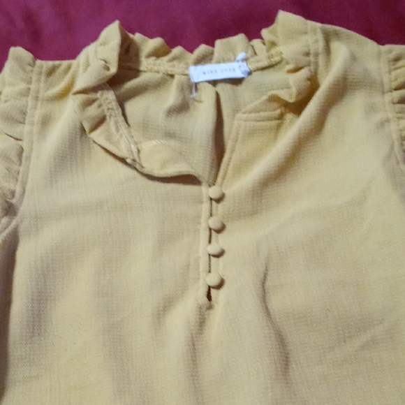 Mind Code Yellow Ruffle Blouse - Picture 3 of 4